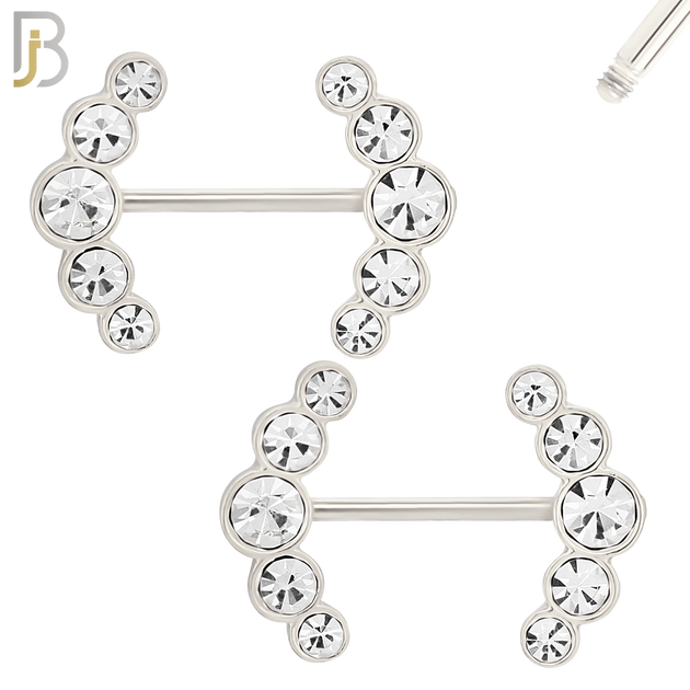 NP23 - 316L Surgical Steel Screw Double Sided Alloy Anchor with Zircon Pair image 4