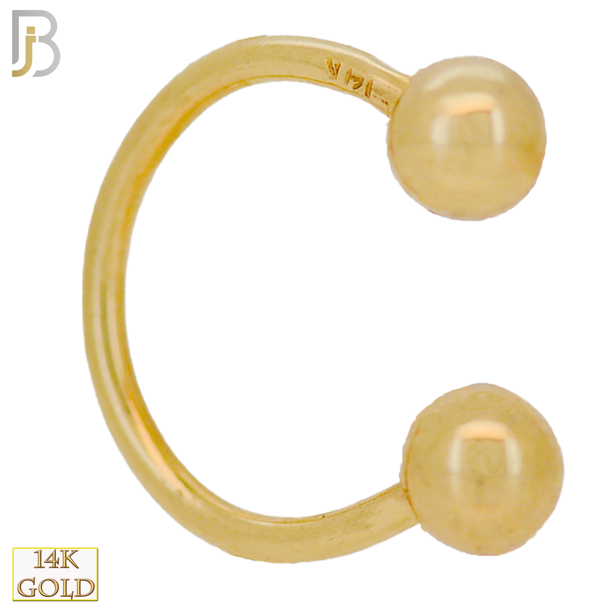 14-HS01 - 5 -14k Solid Gold 5mm Plain Ball Horseshoe External Threaded Screw image