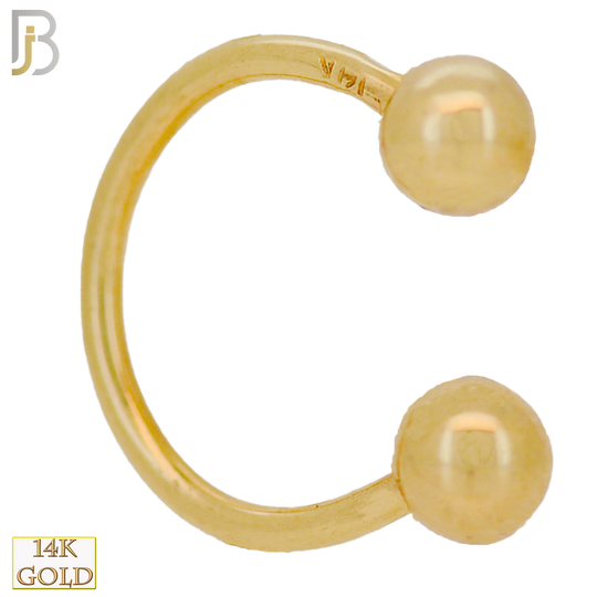 14-HS01 - 5 -14k Solid Gold 5mm Plain Ball Horseshoe External Threaded Screw image