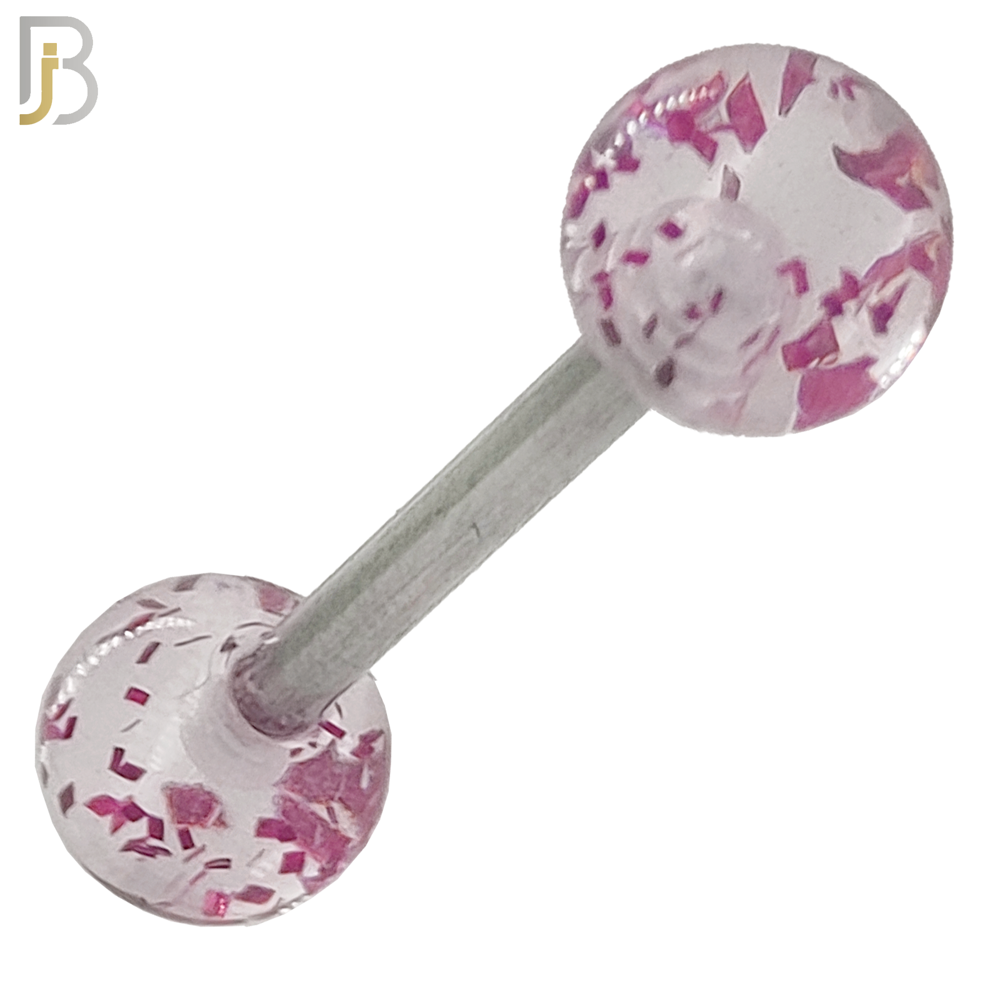BB04C - 316L Surgical Steel Screw Barbell with Clear Glitter Acrylic Ball Screw External Threaded (PACK OF 6) image 2