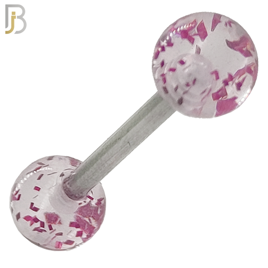 BB04C - 316L Surgical Steel Screw Barbell with Clear Glitter Acrylic Ball Screw External Threaded (PACK OF 6) image 2