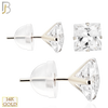14-ES09WC - 14k White Gold Silicone Back Stud Earrings Stamping Prong Setting with Square Clear Zircon image 0