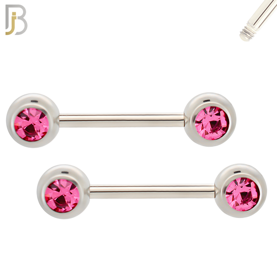 NP01-6 - 316L Surgical Steel Screw 6mm Plain Ball with Bezel Zircon Nipple Ring Piercing image 2