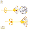 14-ES08RYC - 14k Yellow Gold Push Back Stud Earrings Stamping Prong Setting with Round Clear Zircon image 0
