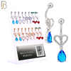 PK-N010 - 316L Surgical Steel Four Different Heart Designs Dangling Belly Rings - Pack of 16 Pieces image 0