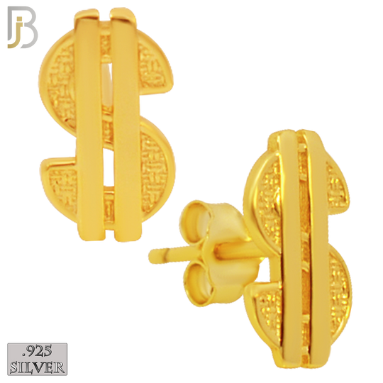925-ES156 - .925 Sterling Silver Dollar Sign  Design Earring Stud image 2