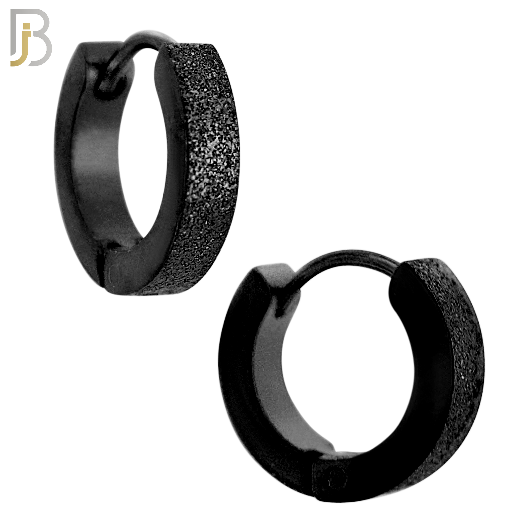 ES86K - 316L Stainless Steel Black Plated Sandpaper Design Huggies Clip On image 2