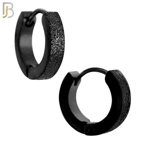 ES86K - 316L Stainless Steel Black Plated Sandpaper Design Huggies Clip On image 2