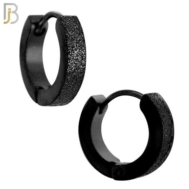 ES86K - 316L Stainless Steel Black Plated Sandpaper Design Huggies Clip On image 2