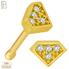 14-NR53B - 14k Solid Gold Nose Bone Diamond Design Clear Zircon - Yellow Gold image