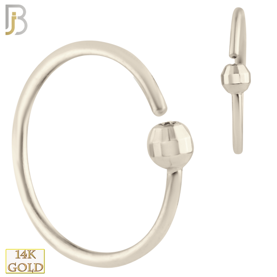 14-CT01 - 20g Thickness - 14k Solid Gold Fixed Disco Ball Bead Hoops Piercing Twist to Open image 1