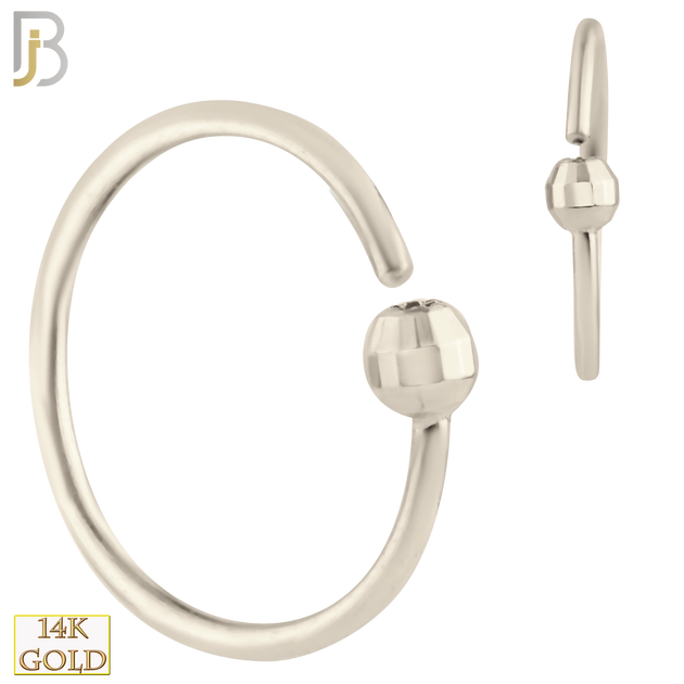 14-CT01 - 20g Thickness - 14k Solid Gold Fixed Disco Ball Bead Hoops Piercing Twist to Open image 1