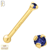 14-NR01CYS - 20g 14k Yellow Gold Nose Bone with Blue Sapphire Colored CZ - 1.5mm image