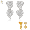 925-ES304 - .925 Sterling Silver Double Heart with Zircon Design Stud Earrings image 0