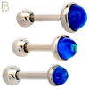 TB120SB - 316L Stainless Steel Opal Blue Bezel Tragus/Cartilage Barbell (Pack of 6) image 0