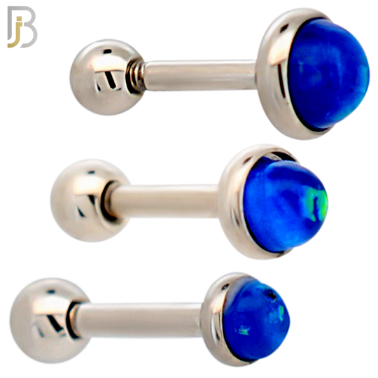 TB120SB - 316L Stainless Steel Opal Blue Bezel Tragus/Cartilage Barbell (Pack of 6) image 0