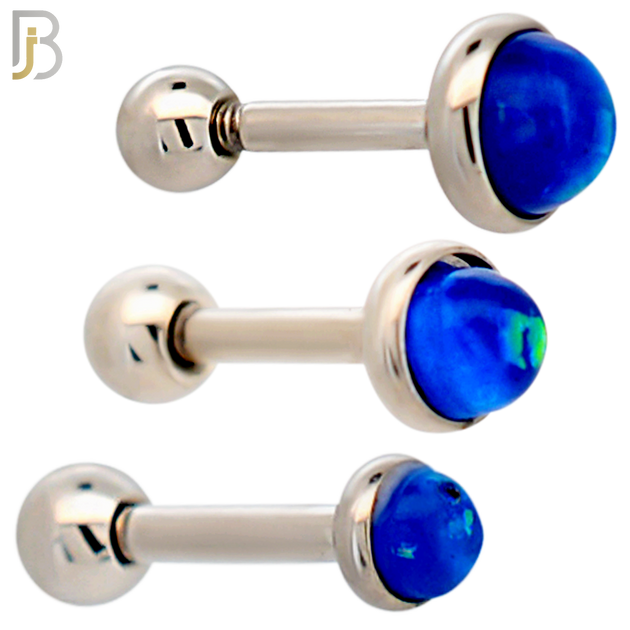 TB120SB - 316L Stainless Steel Opal Blue Bezel Tragus/Cartilage Barbell (Pack of 6) image 0