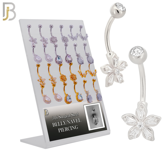 PK-NB87M - 316L Surgical Steel Different Designs Banana Navel - Pack of 24 image 0
