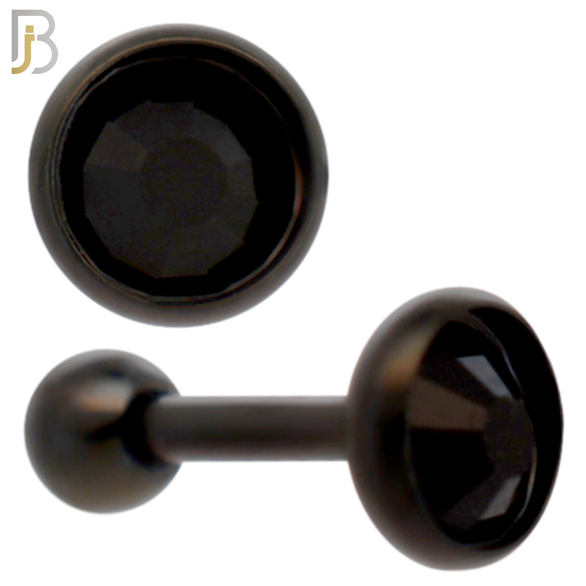 TB118KK -  Black Plated Black Color CZ 316L Stainless Steel Bezel Tragus/Cartilage Barbell (PACK OF 6) image 3