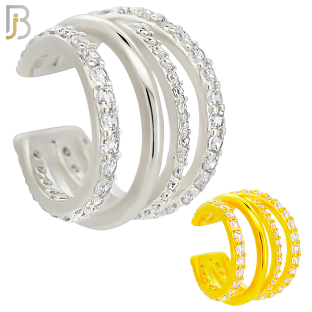 FES006 - Three Hoop Ear Cuff in Brass (Sold Per Piece) image 0