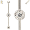 BB55 - 316L Surgical Steel Screw Bar with Rounded Flower Design Barbell Industrial (PACK OF 4) image 1