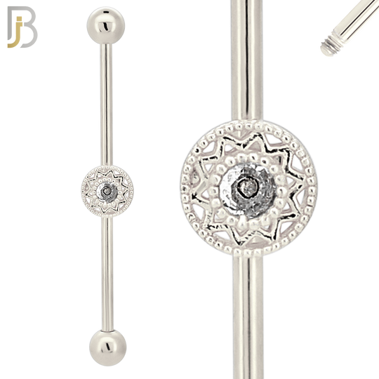 BB55 - 316L Surgical Steel Screw Bar with Rounded Flower Design Barbell Industrial (PACK OF 4) image 1