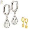 ES498 - 316L Stainless Steel Dangling Tear Drop Virgin Mary Huggies Earrings image 0