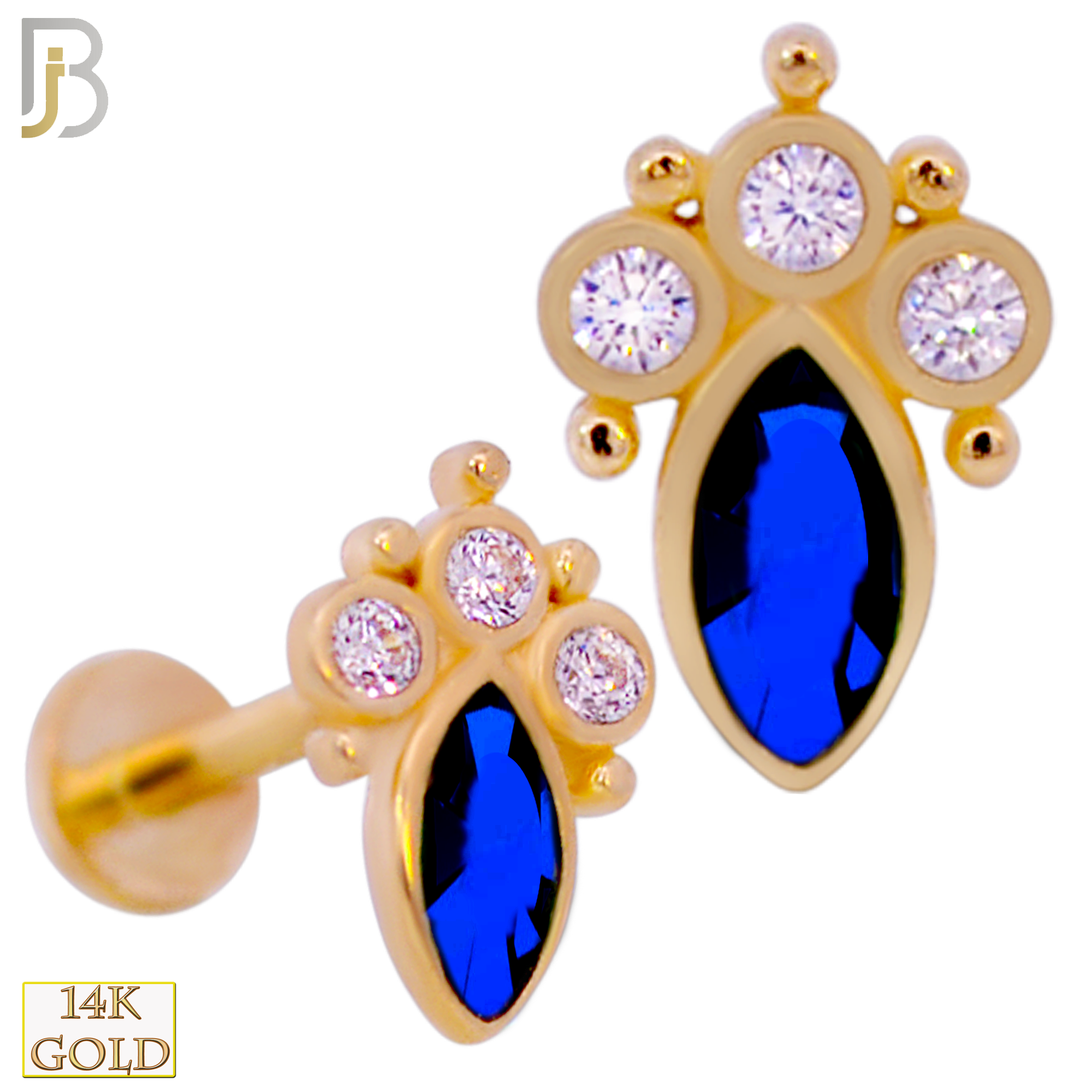 14-LB96 - 14k Yellow Gold Marquise CZ Labret image 0