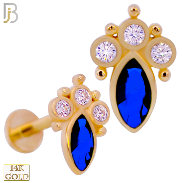 14-LB96 - 14k Yellow Gold Marquise CZ Labret image 0