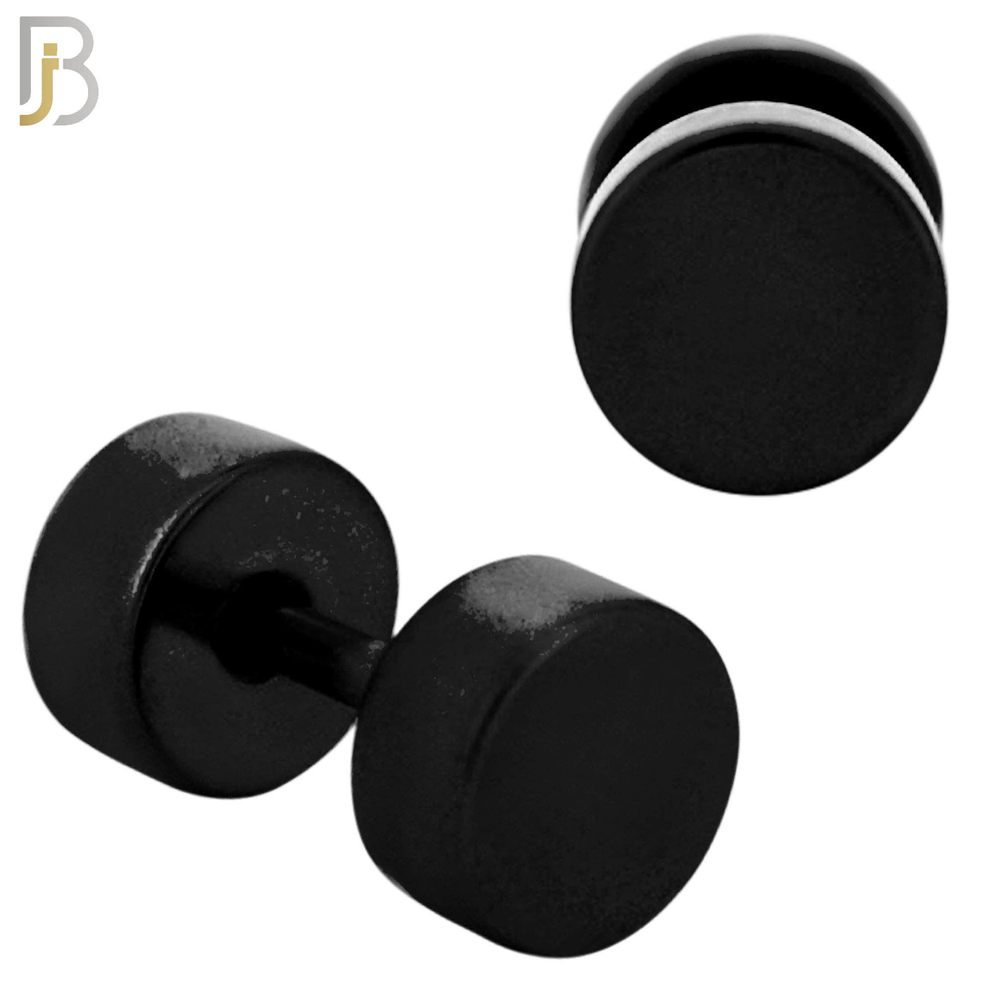 FP28K - Black Color Surgical Steel Plain Fake Plug (PACK OF 3 Pairs) image 2