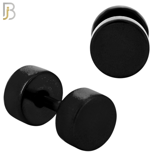 FP28K - Black Color Surgical Steel Plain Fake Plug (PACK OF 3 Pairs) image 2