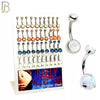 PK-NB14 - 316L Surgical Steel Screw Bezel Setting  and Prong Setting Opal Banana Belly Ring Pack of 40 - Bezel and 3 Prong Set image