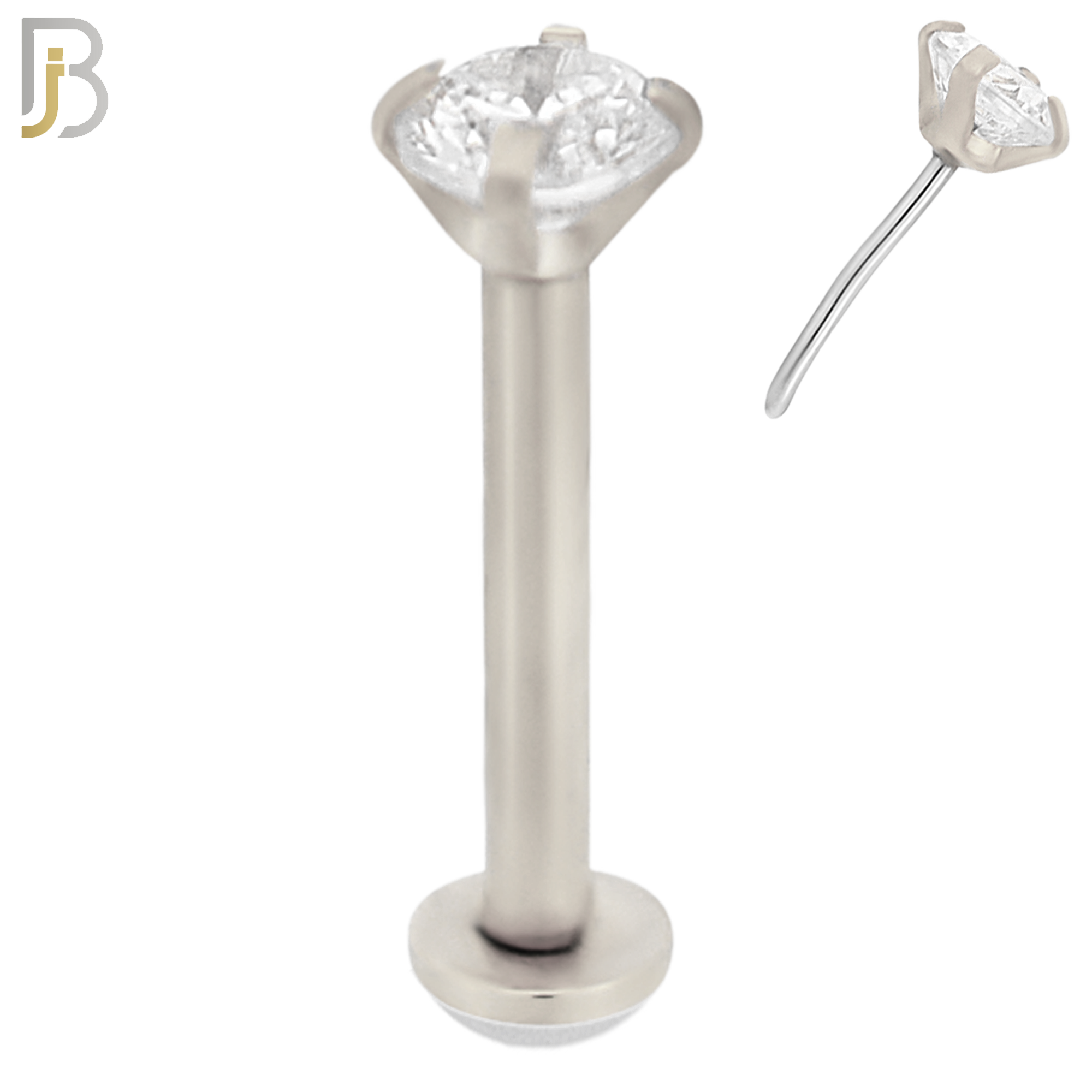 LB17S16 - 16g Thickness 316L Surgical Steel Prong Setting Round Push In  Zircon Labret (PACK OF 6) image 4
