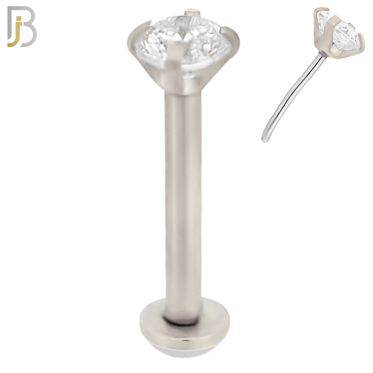 LB17S16 - 16g Thickness 316L Surgical Steel Prong Setting Round Push In  Zircon Labret (PACK OF 6) image 4