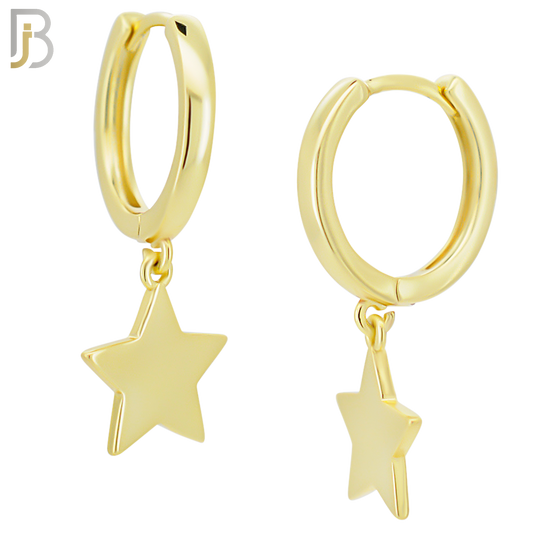 ES52 - 316L Stainless Steel Dangling Plain Star Design Huggies Clip On image 2