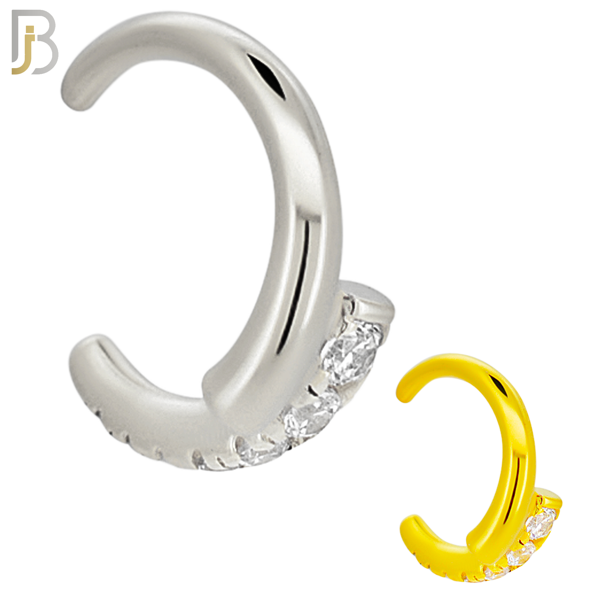 FES009 - Linked Half Plain and Half Studded Ear Cuff in Brass (Sold Per Piece) image 0