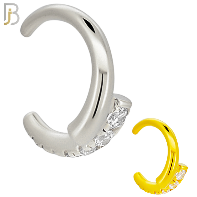 FES009 - Linked Half Plain and Half Studded Ear Cuff in Brass (Sold Per Piece) image 0