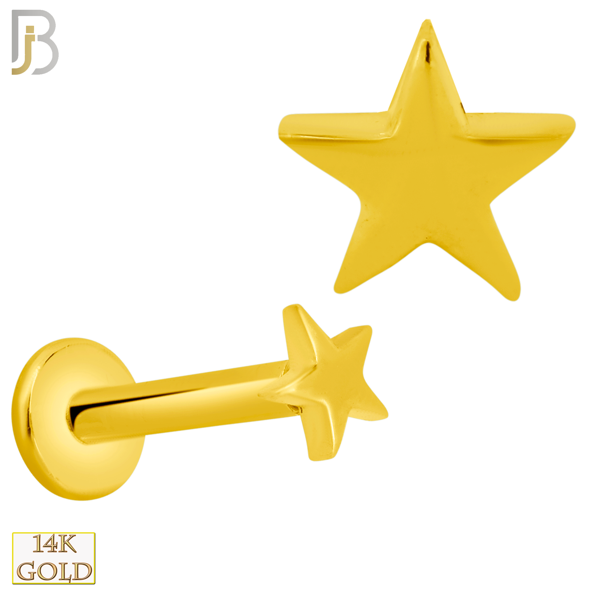 14-LB68 - 14k Gold Plain Solid Star Labret image 0