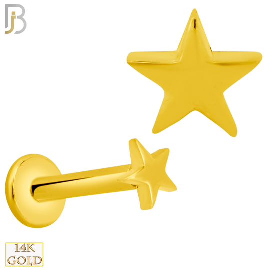 14-LB68 - 14k Gold Plain Solid Star Labret image 0