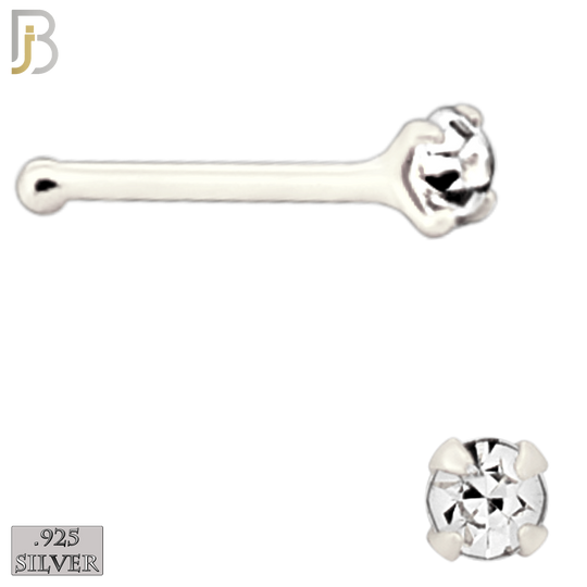 925-PK-NR01S-3C - Mixed of 1.5mm, 1.8mm, 2mm Clear CZ 22g Thickness  925 Sterling Silver Nose Bones, Prong Set Packages Pack of 120 image 3