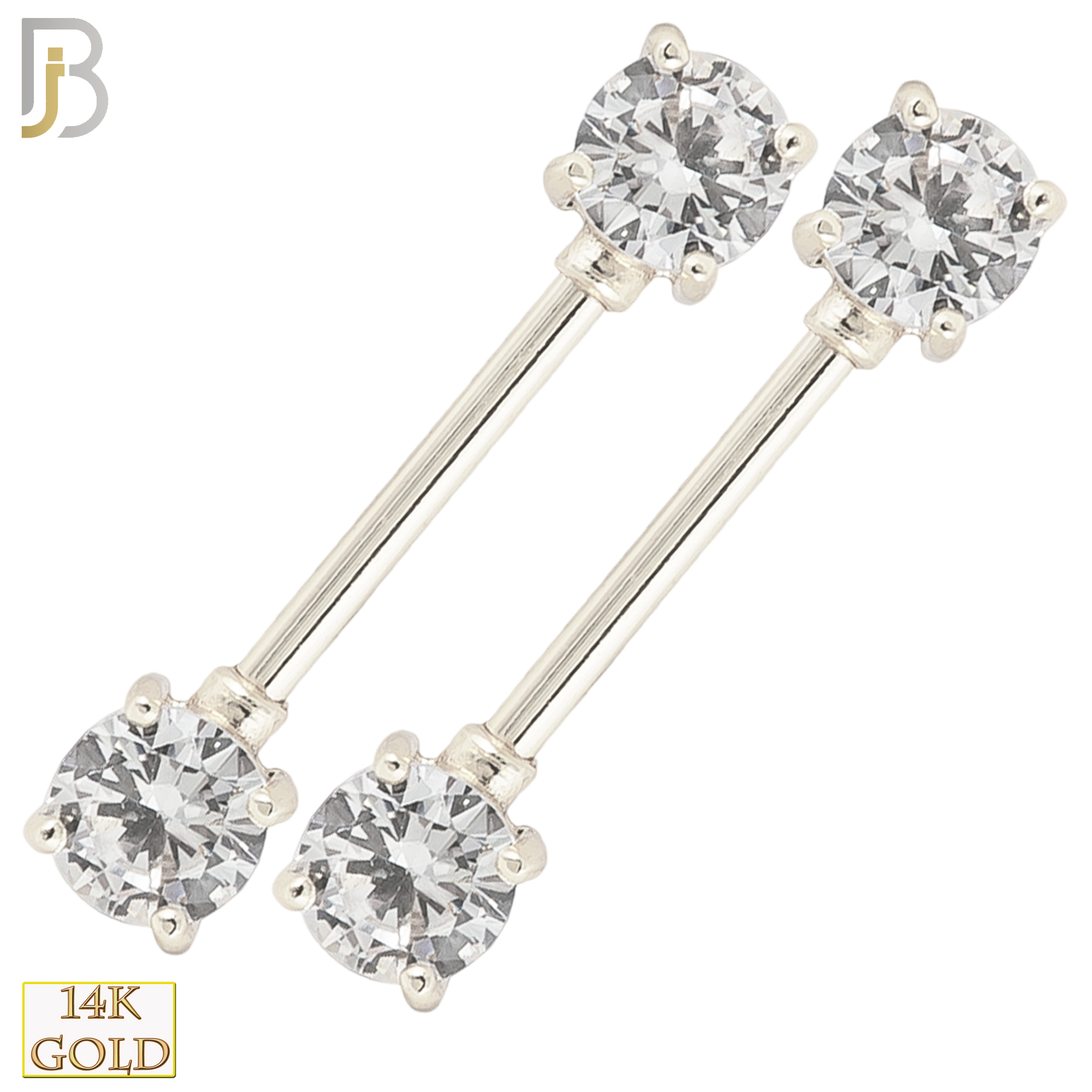 14-NP02 - 14k Solid Gold Nipple Piercing Round Prong Setting image 1