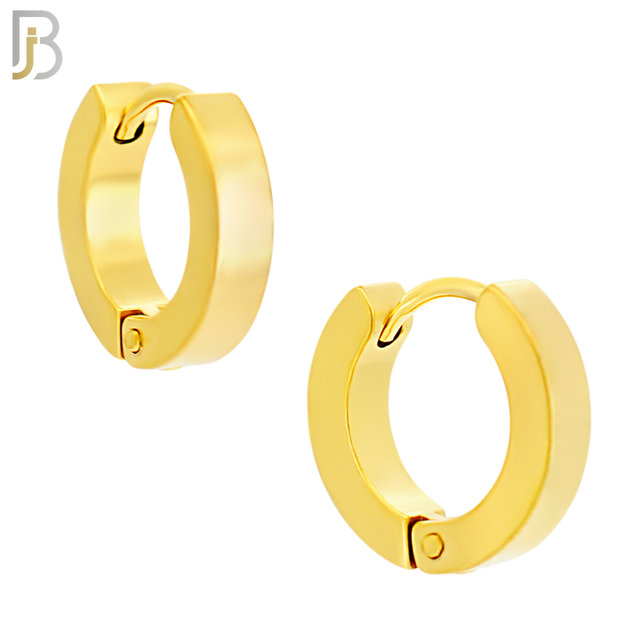 ES85G - 316L Stainless Steel Gold Plated Plain Design Huggies Clip On image 3