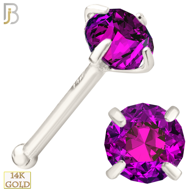 14-NR01CWR - 20g 14k White Gold Nose Bone with Ruby Colored CZ image 4