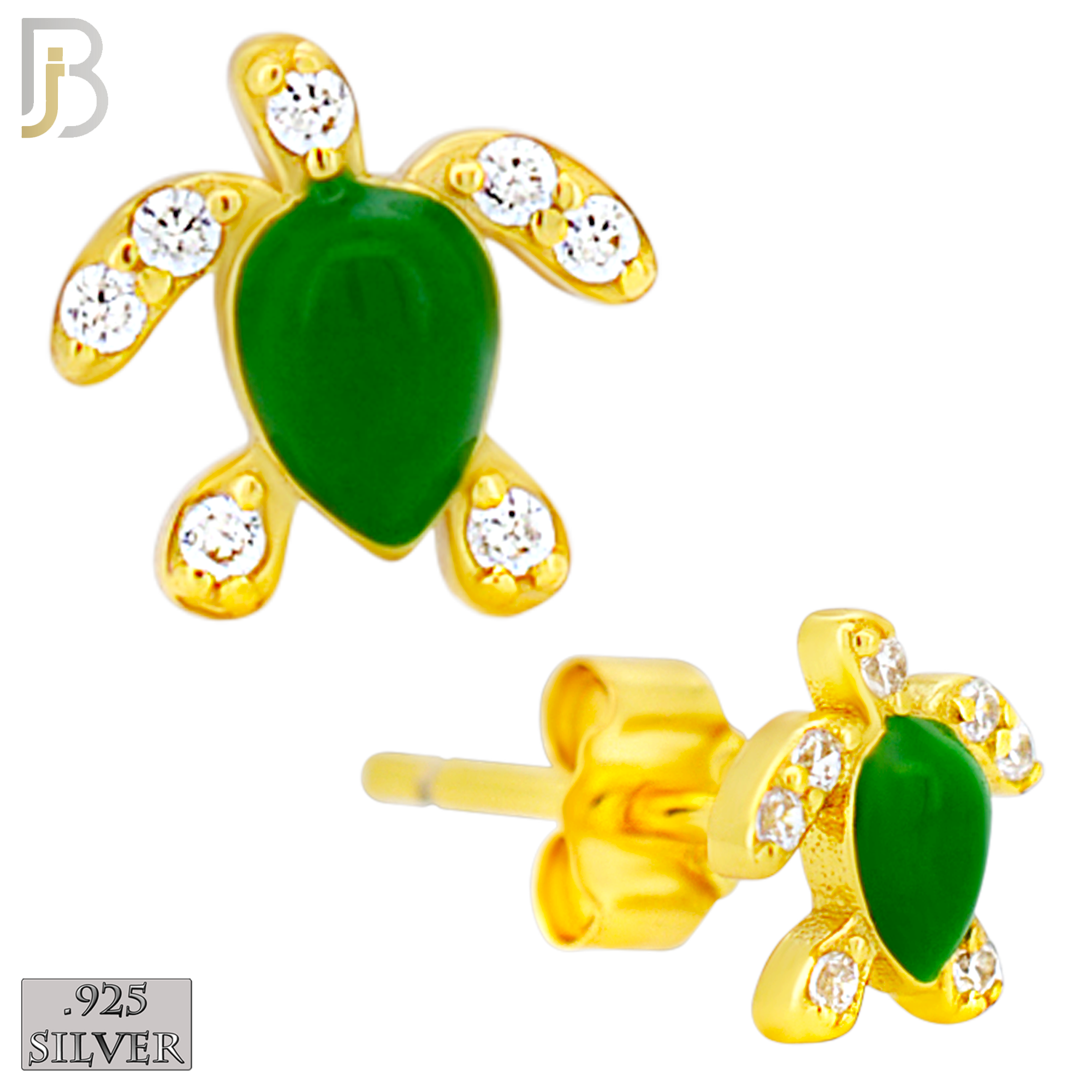 925-ES474 - 925 Sterling Silver Enamel Coated Turtle Push Back Stud Earring image 4