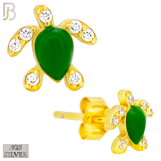 925-ES474 - 925 Sterling Silver Enamel Coated Turtle Push Back Stud Earring image 4