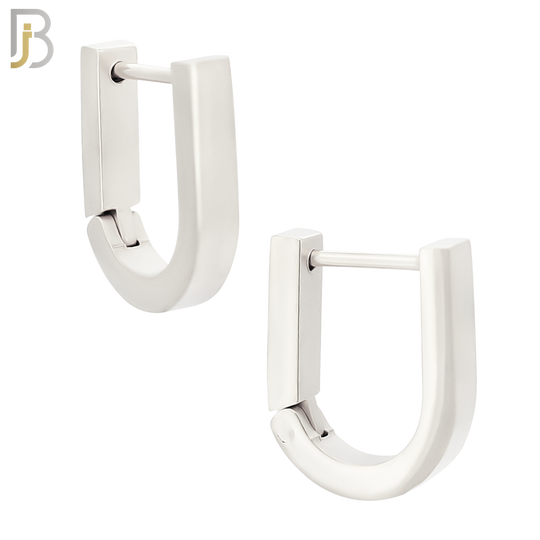 ES297 -  316L Stainless Steel Plain Huggies Straight U-Shape Clip On image 1