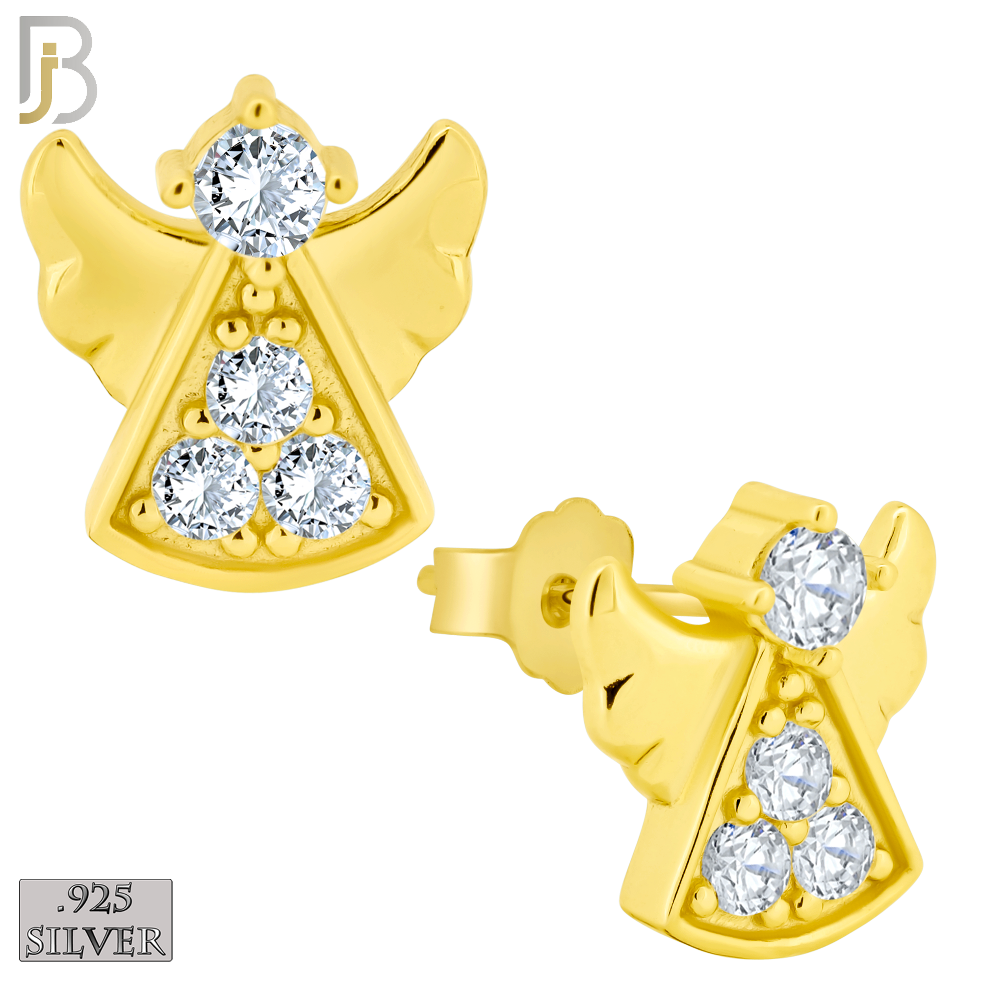 925-ES233 – .925 Sterling Silver Angel Design Earring Stud with Zircon image 2