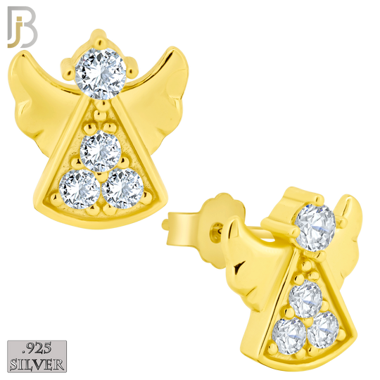 925-ES233 – .925 Sterling Silver Angel Design Earring Stud with Zircon image 2