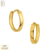 14-ES64 - 14k Solid Gold Plain Flat Hoop Earrings - 9mm image