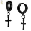 ES91 - 316L Stainless Steel Dangling Cross Design Huggies Clip On image 4